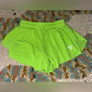 Neon Green nylon Athletic Shorts
